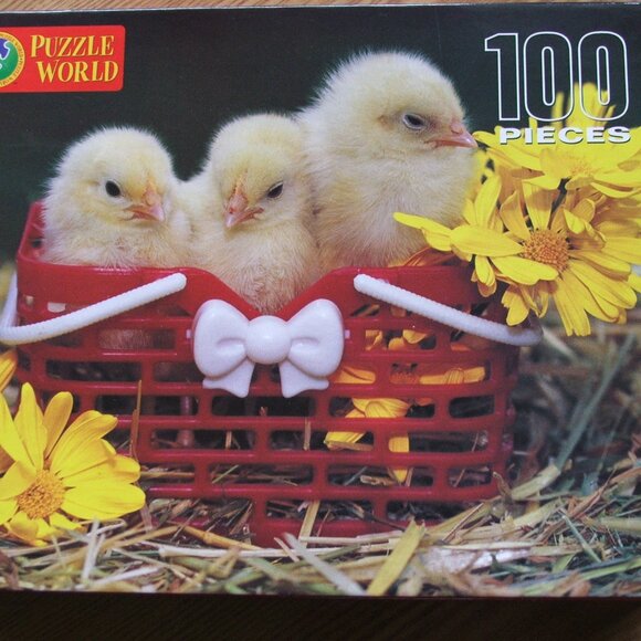 Puzzle World CHICKS in Basket 100 Piece Jigsaw COMPLETE (P18) - Picture 1 of 2